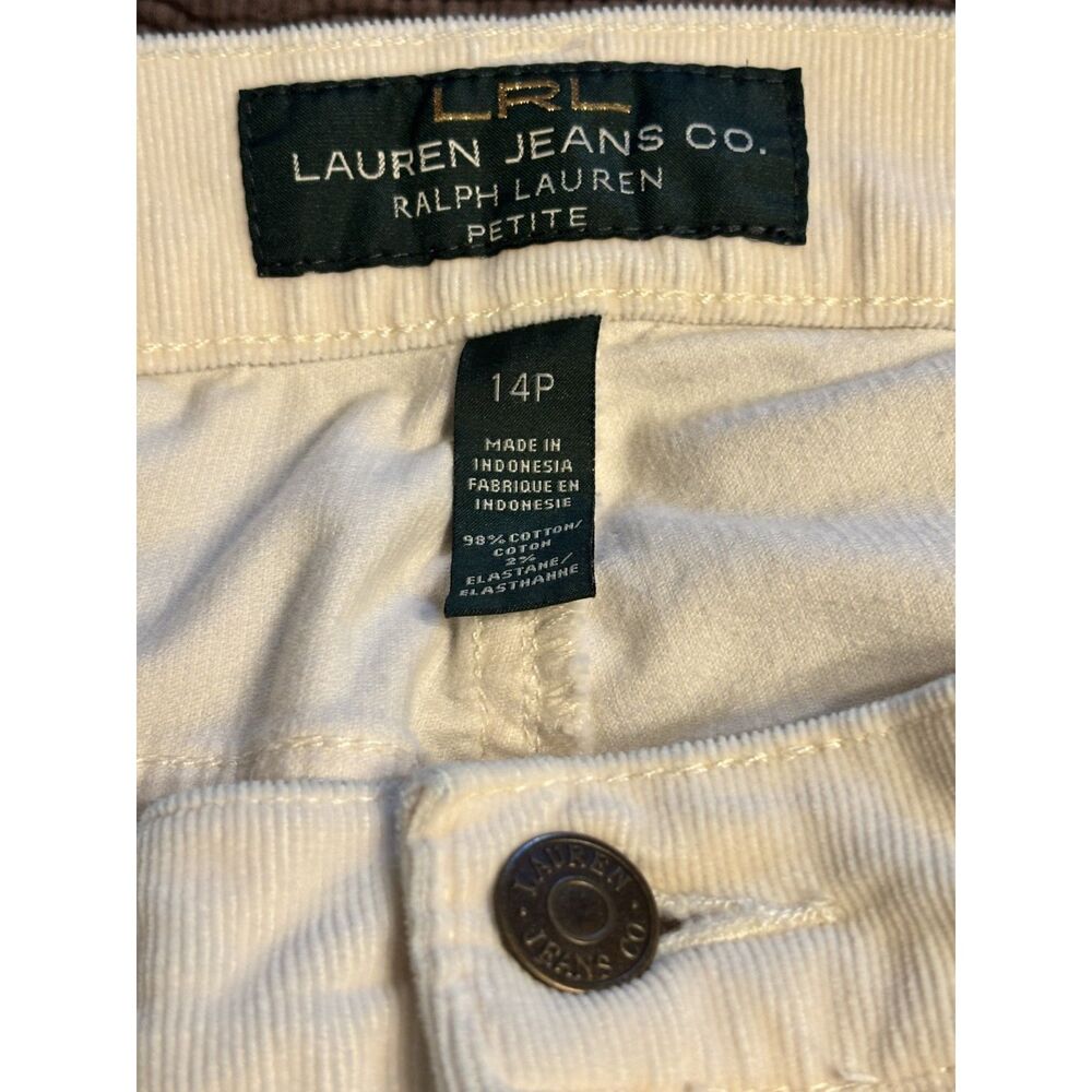 Lauren Ralph Lauren LRL Petite Cream Corduroy Pants 14P Bootcut Stretch - Picture 4 of 8